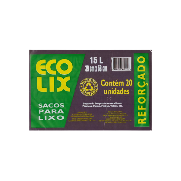 SACO LIXO ECOLIX 15L