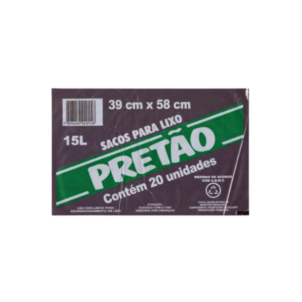 SACO LIXO PRETAO 15L