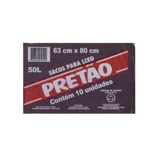 SACO LIXO PRETAO 50L