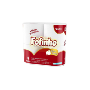 PAPEL HIGIÊNICO FOFINHO FOLHA DUPLA NEUTRO COM 4 ROLOS