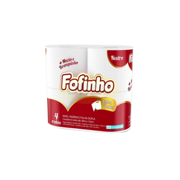 PAPEL HIGIÊNICO FOFINHO FOLHA DUPLA NEUTRO COM 4 ROLOS