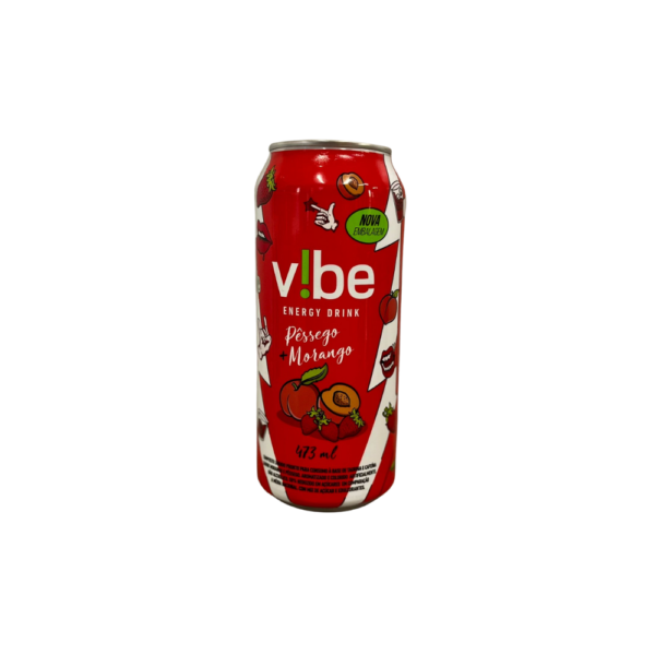 ENERGÉTICO VIBE ENERGY DRINK PESSEGO E MORANGO 473ML